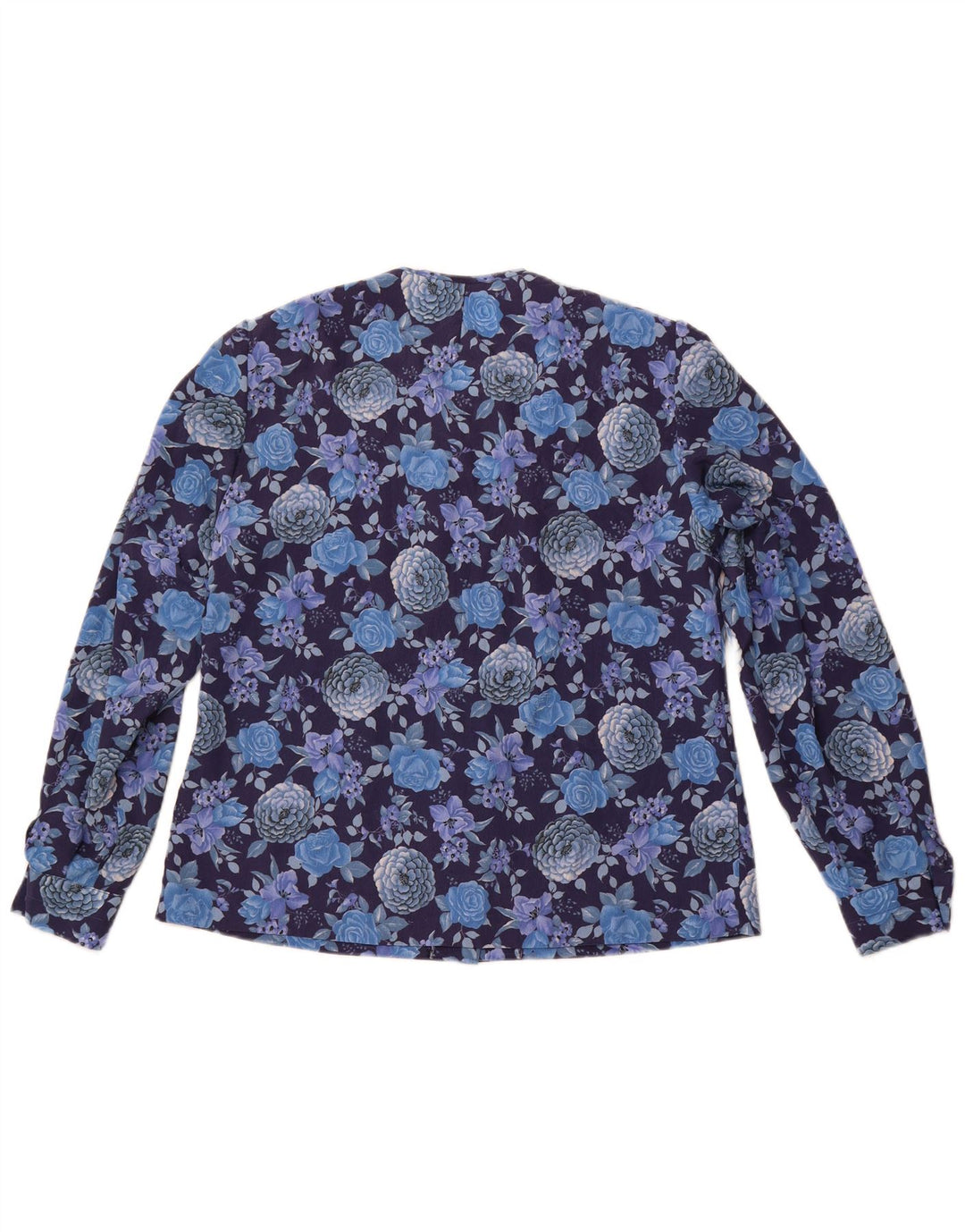VINTAGE Blusa camisa mujer Reino Unido 14 Medio Púrpura Floral