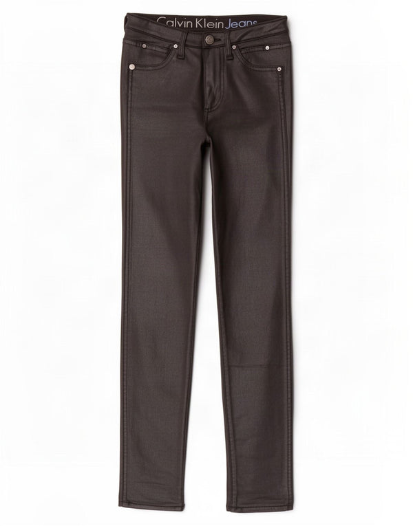 Calvin Klein Pantalones Casuales Ajustados para Mujer W26 L28 Negro