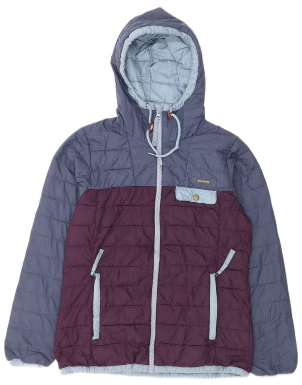 Columbia Chaqueta acolchada con capucha para hombre ES 36 Small Azul Colorblock Poliéster