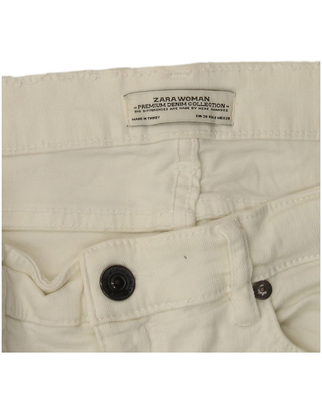 ZARA Vaqueros Slim Mujer EU 38 Small W28 L26 Blanco