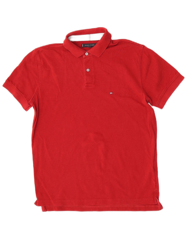 Tommy Hilfiger Polo de corte regular para hombre de algodón burdeos medio