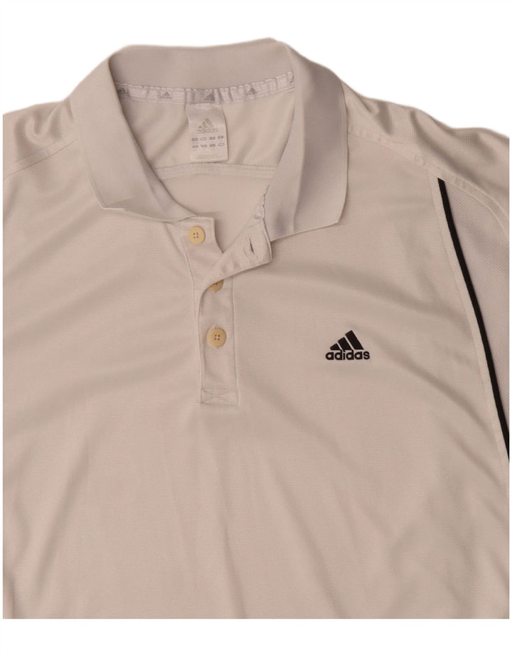 Adidas Polo para hombre UK 42/44 Grande Blanco Poliéster