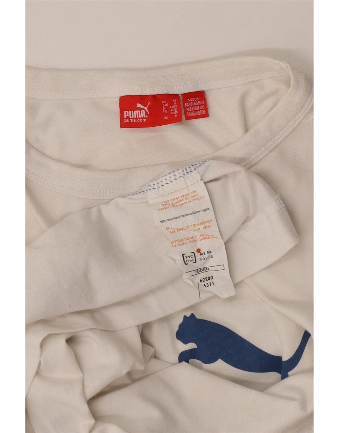 PUMA Camiseta gráfica de manga larga para hombre de algodón blanco medio