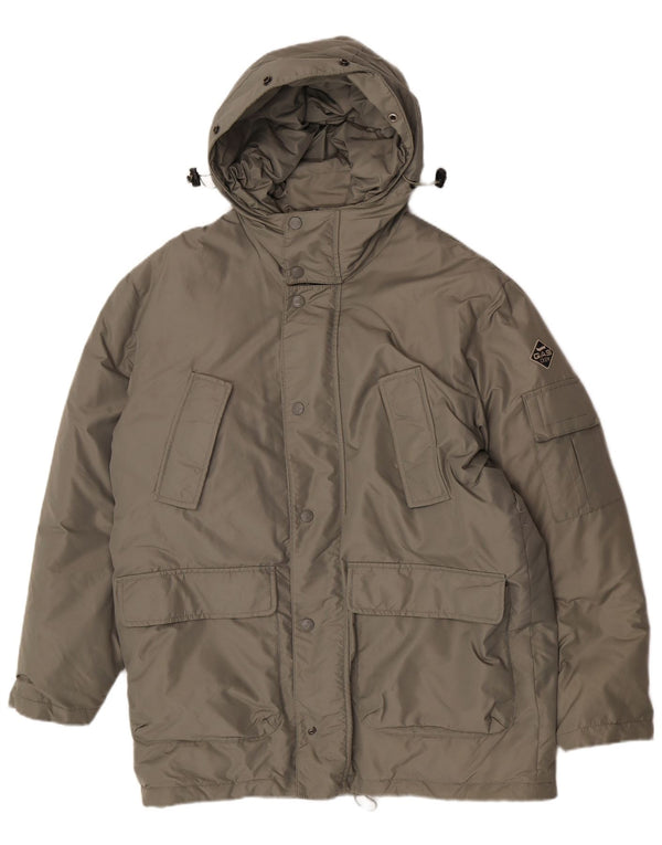 Abrigo acolchado con capucha para hombre Gas UK 38 Medium Khaki Nylon Invierno
