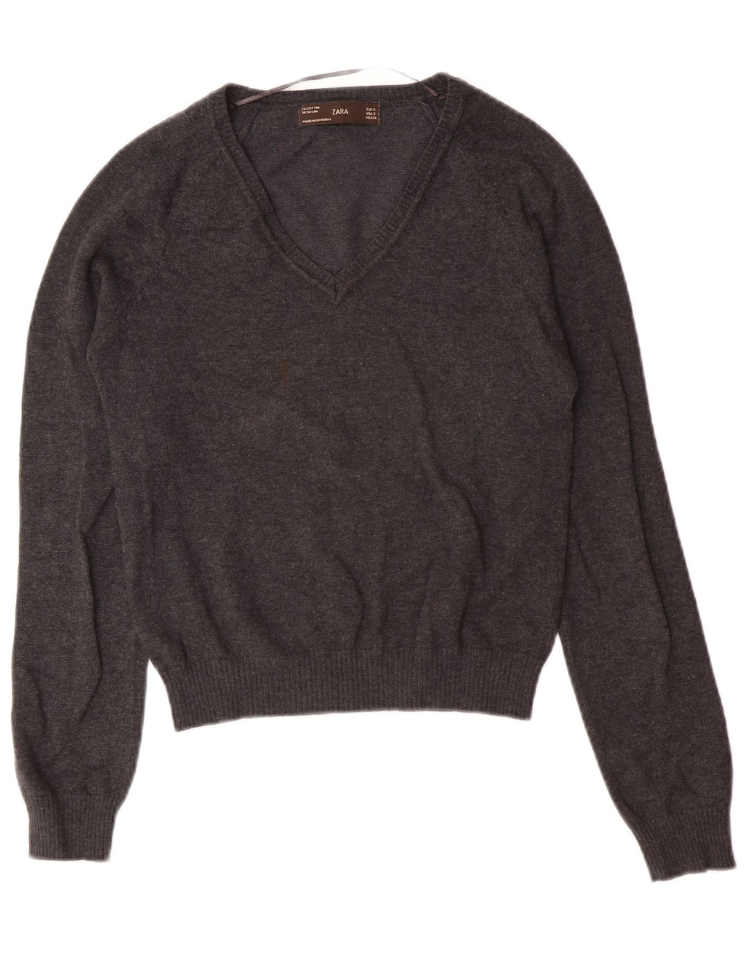 Zara Suéter con Cuello en V para Niños 7-8 Años Pequeño Gris Algodón