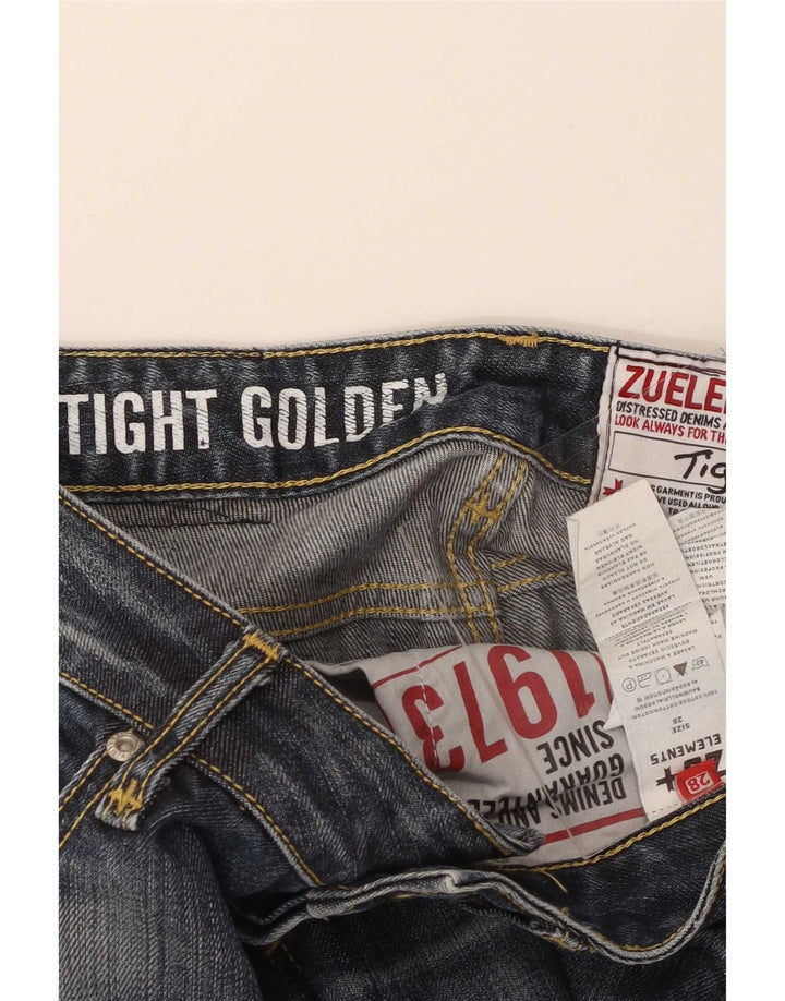 Zu Elements Jeans ajustados desgastados para hombre W28 L34 Algodón azul marino