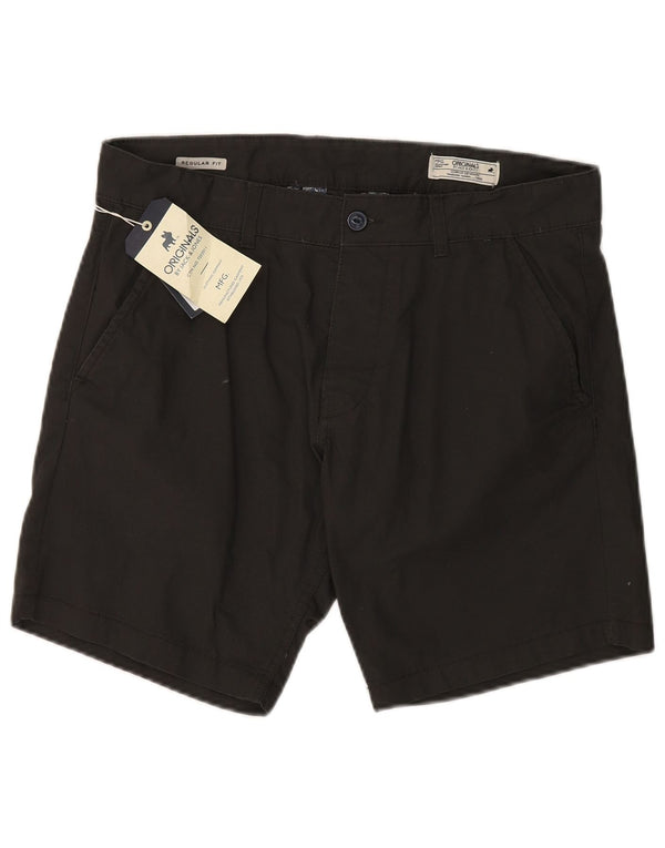 JACK & JONES Pantalones cortos chinos de corte regular para hombre W36 Large Black Cotton