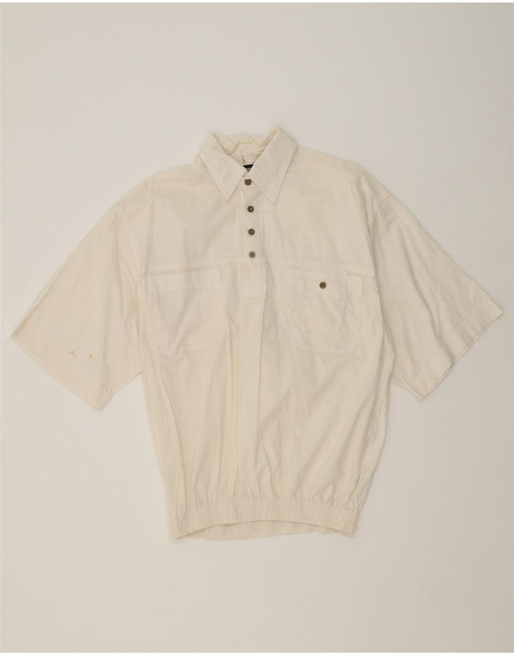 HENRY MORELL Mens Short Sleeve Pullover Shirt Medium White Vintage Henry Morell and Second-Hand Henry Morell from Messina Hembry 