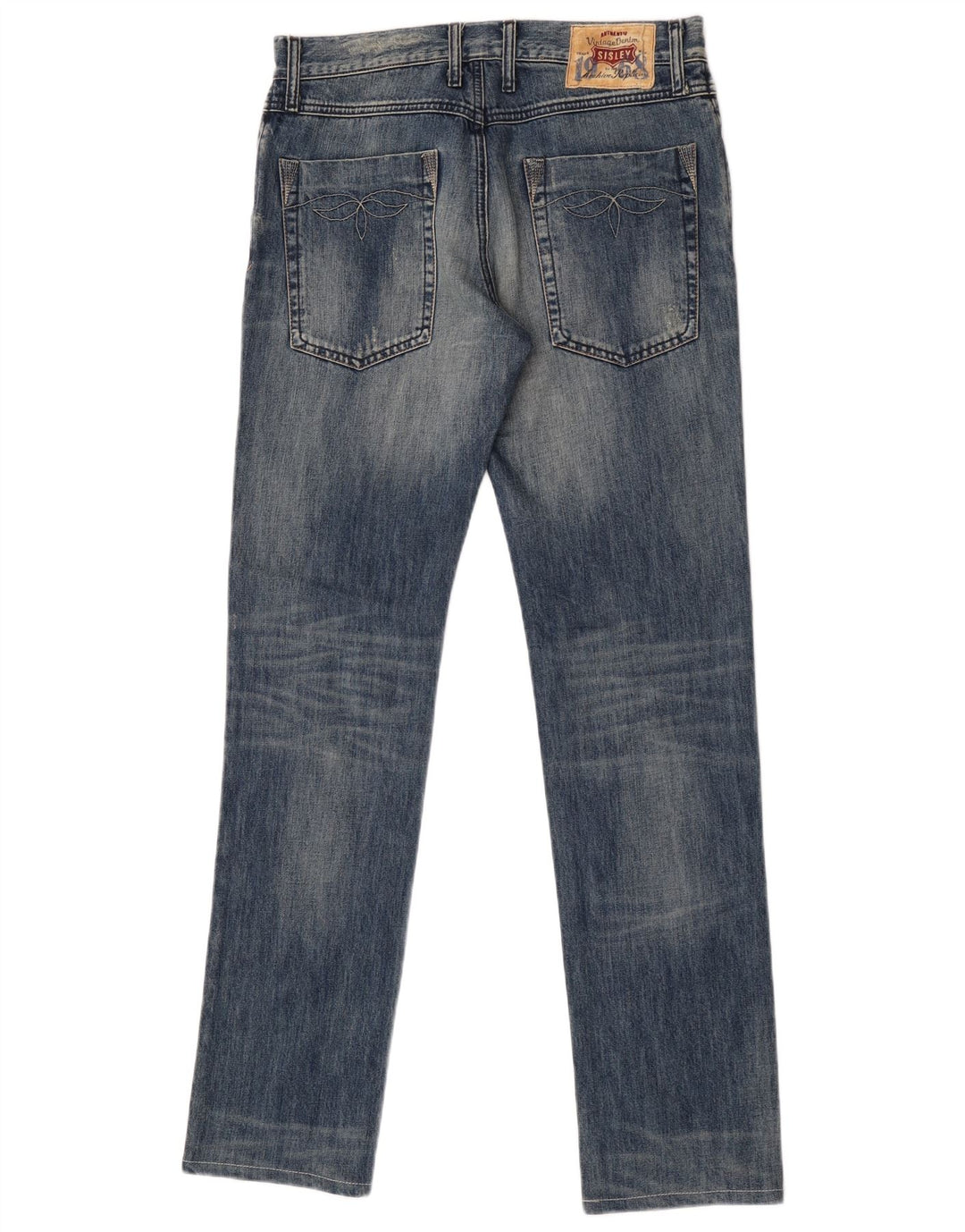 Sisley Vaqueros ajustados desgastados para hombre W31 L33 Algodón azul