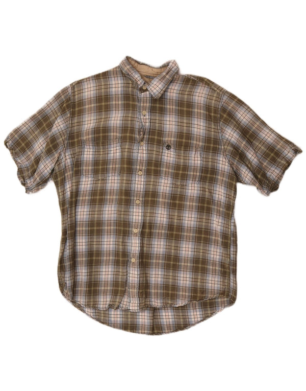 Camisa Timberland Hombre Manga Corta Medium Khaki Check Linen