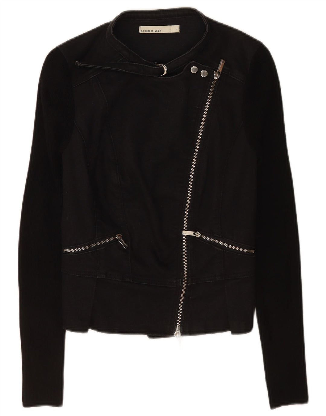 Karen Millen Chaqueta motera corta para mujer US 1 2XS Negro