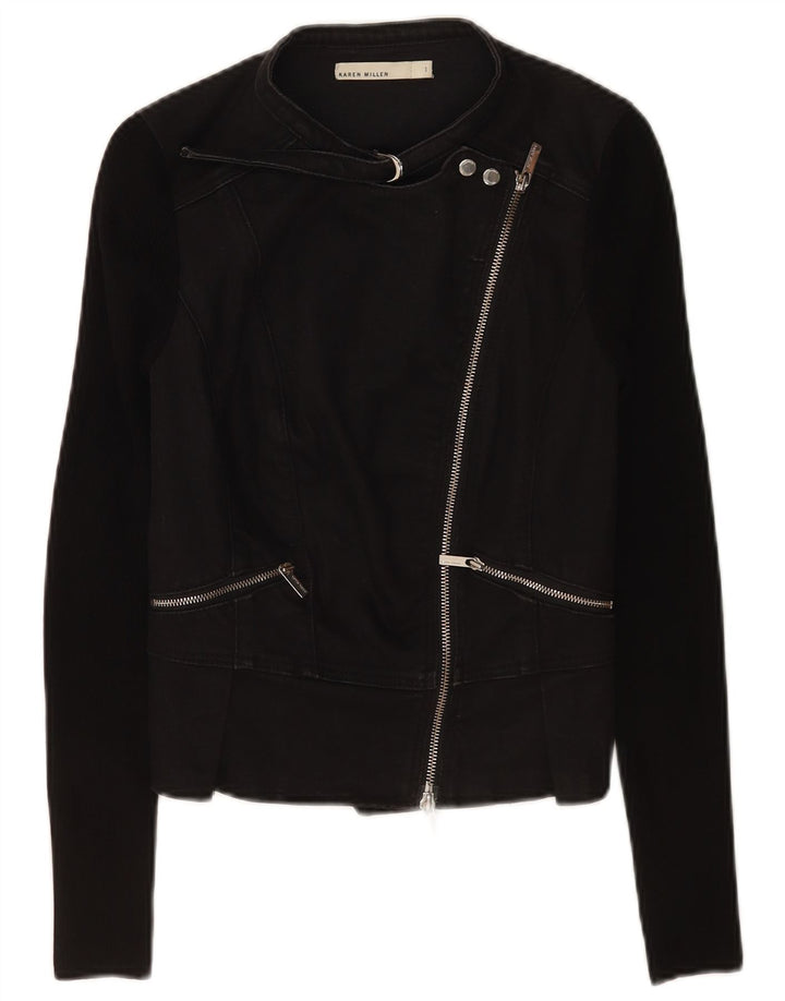 Karen Millen Chaqueta motera corta para mujer US 1 2XS Negro