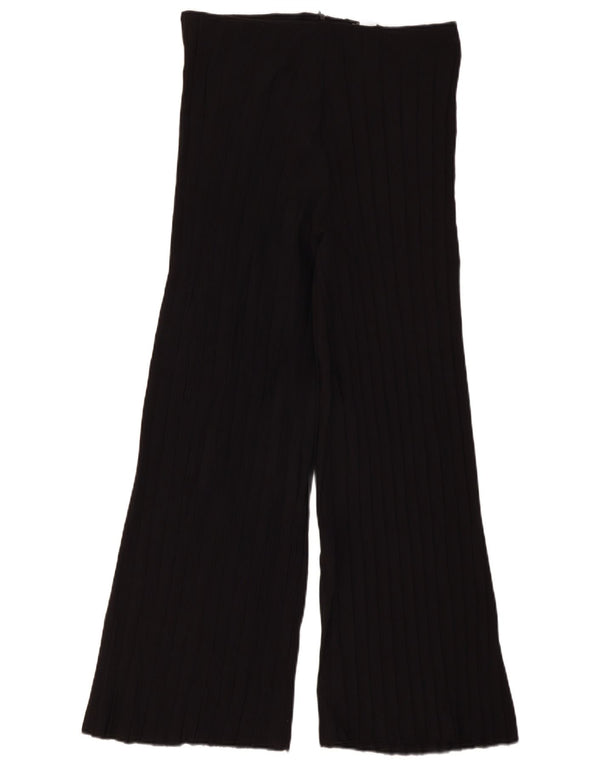 Zara Pantalones Casuales De Pierna Ancha De Cintura Alta Para Mujer Grande W30 L29 Negro