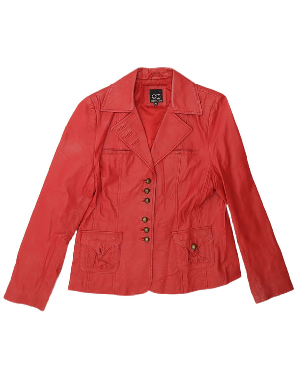 Chaqueta blazer de cuero vintage con 6 botones para mujer IT 42 Rojo medio