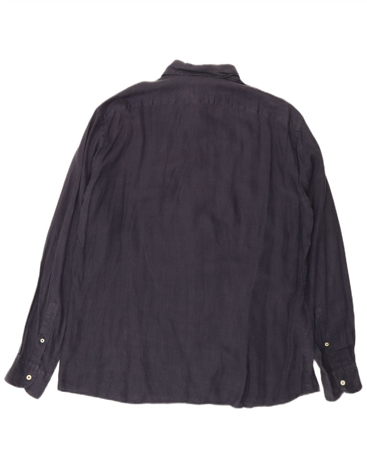 Camisa Brooksfield para hombre talla 43 grande lino azul marino