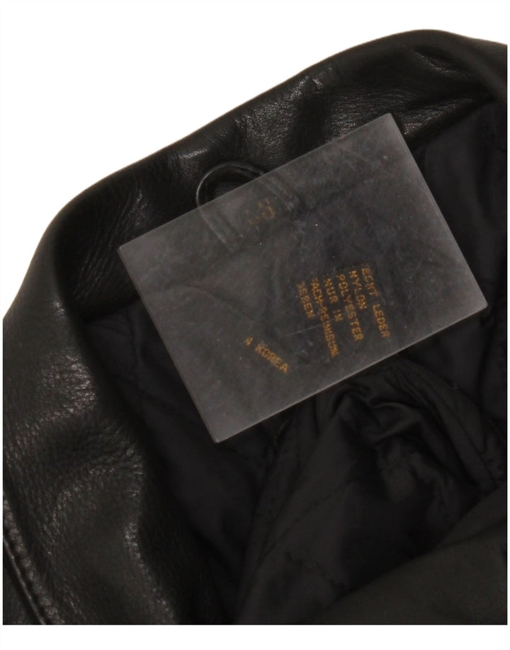 VINTAGE Chaqueta biker de cuero para mujer Reino Unido 18 XL Cuero negro