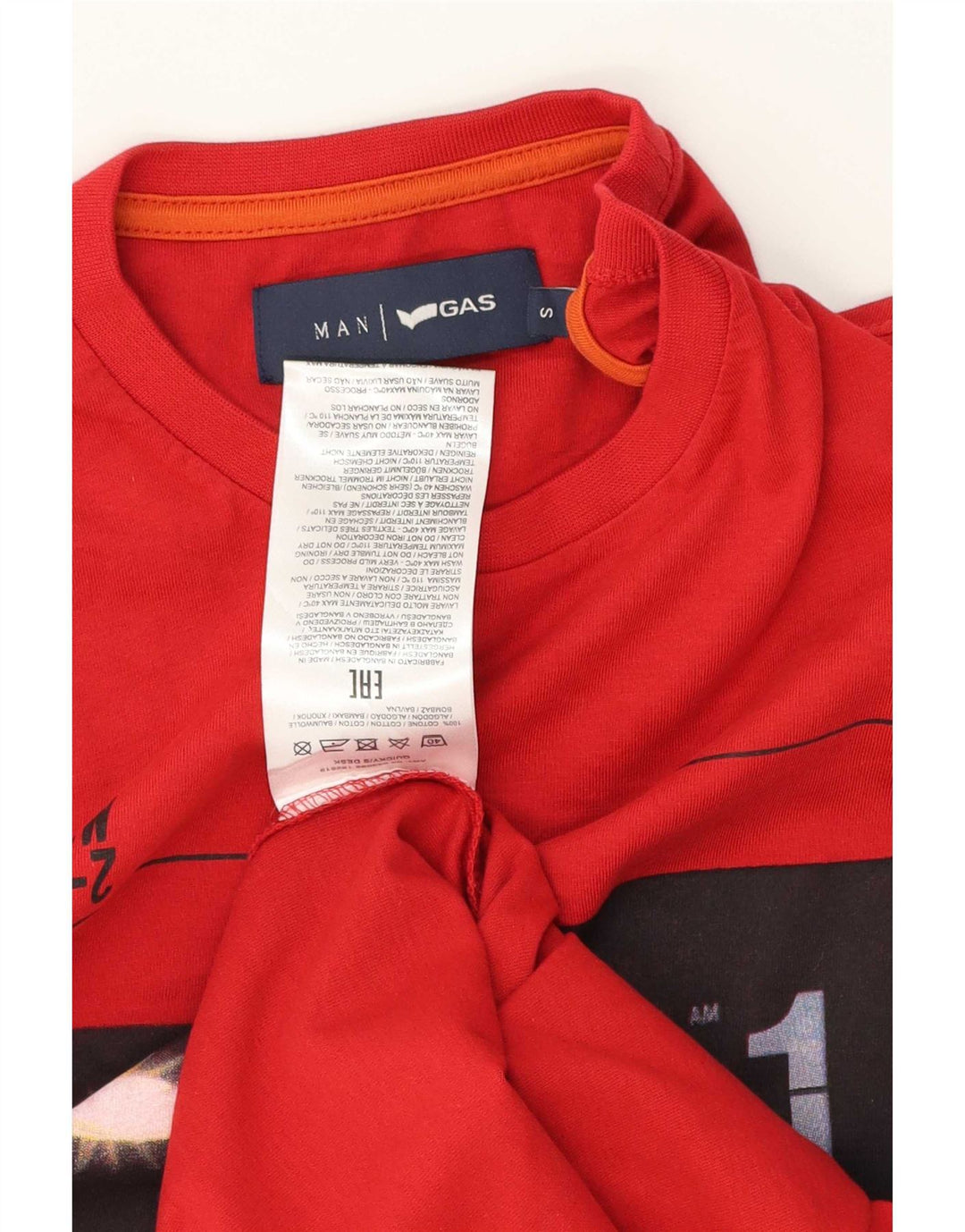 Gas Hombres Camiseta Gráfica Top Pequeño Algodón Rojo
