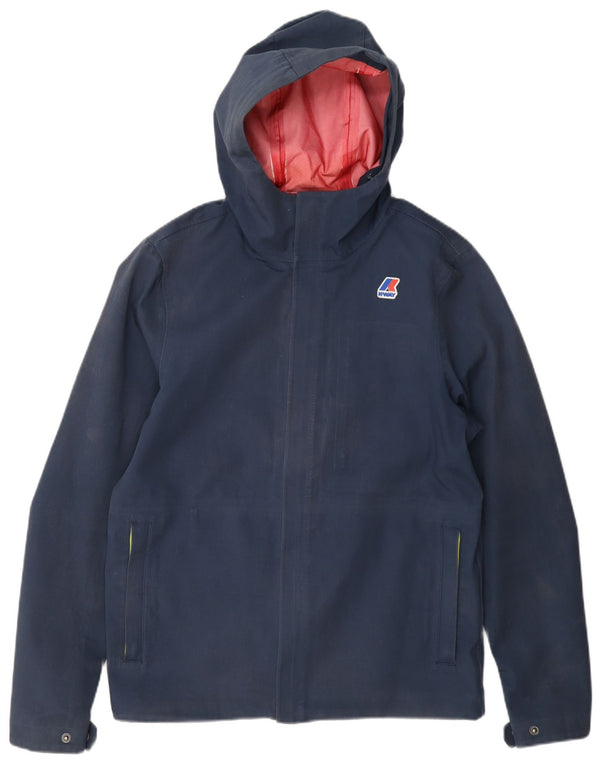 K-Way Chaqueta impermeable con capucha para hombre UK 38 Medium Azul marino Algodón