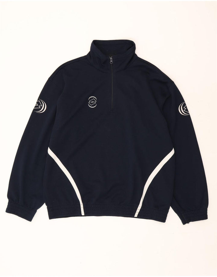 Lotto Hombre Cremallera Cuello Sudadera Jumper XL Azul Marino Poliéster