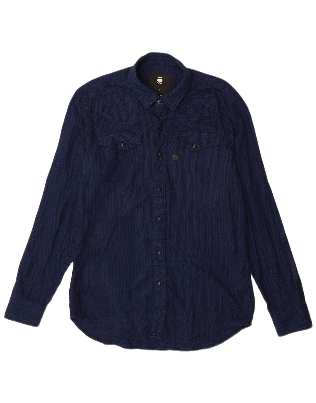 G-Star Hombre Camisa De Franela Grande Algodón De Pata De Gallo Azul Marino