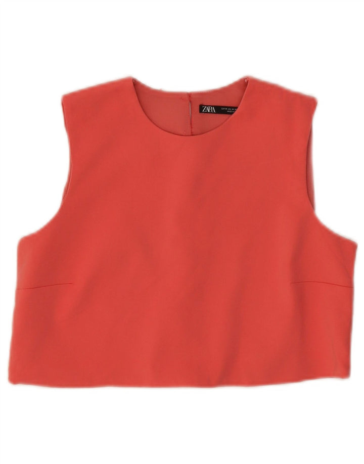 Zara Top corto sin mangas para mujer UK 42 Algodón rosa medio