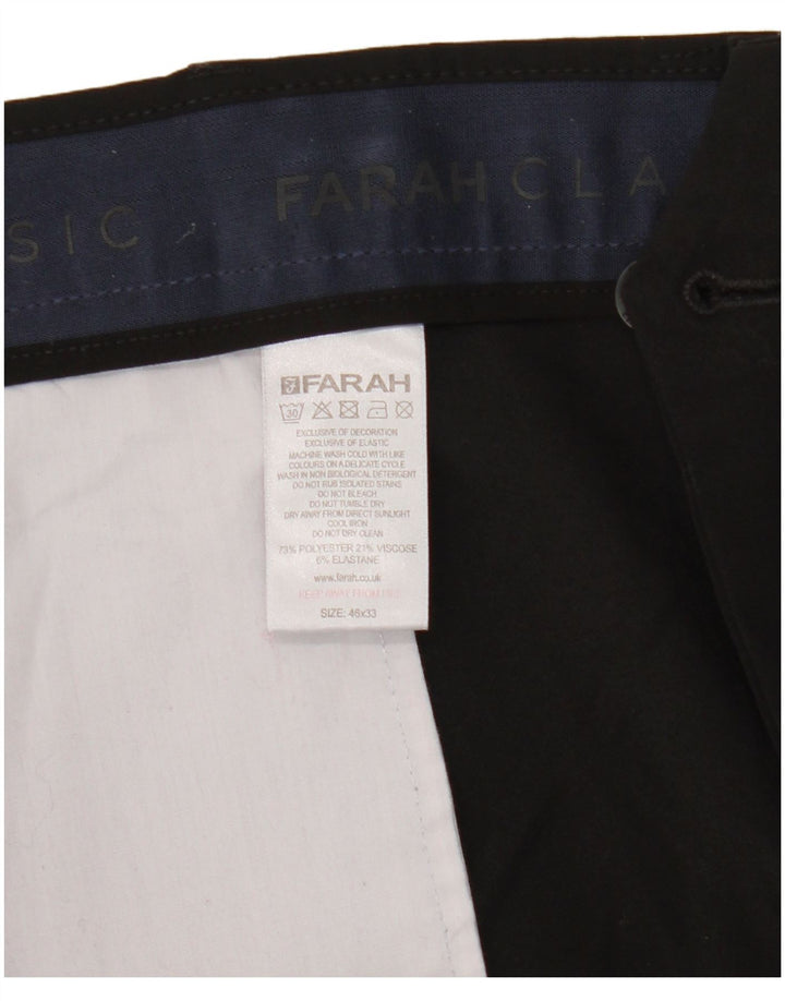 Farah Pantalón de traje recto para hombre W46 L33 Poliéster negro