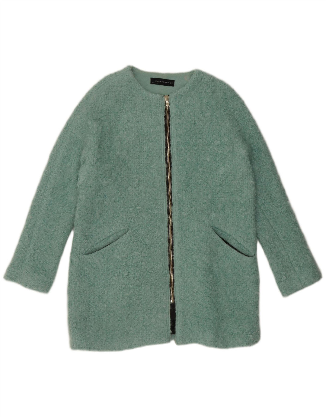 Zara Mujer Abrigo Extragrande UK 44 Algodón Azul Medio