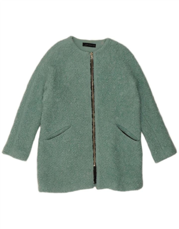 Zara Mujer Abrigo Extragrande UK 44 Algodón Azul Medio