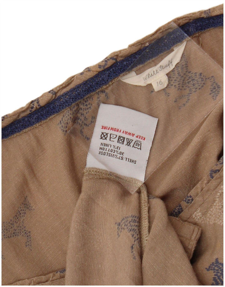 WHITE STUFF Vestido acampanado gráfico para mujer UK 46 Grande Estampado animal beige