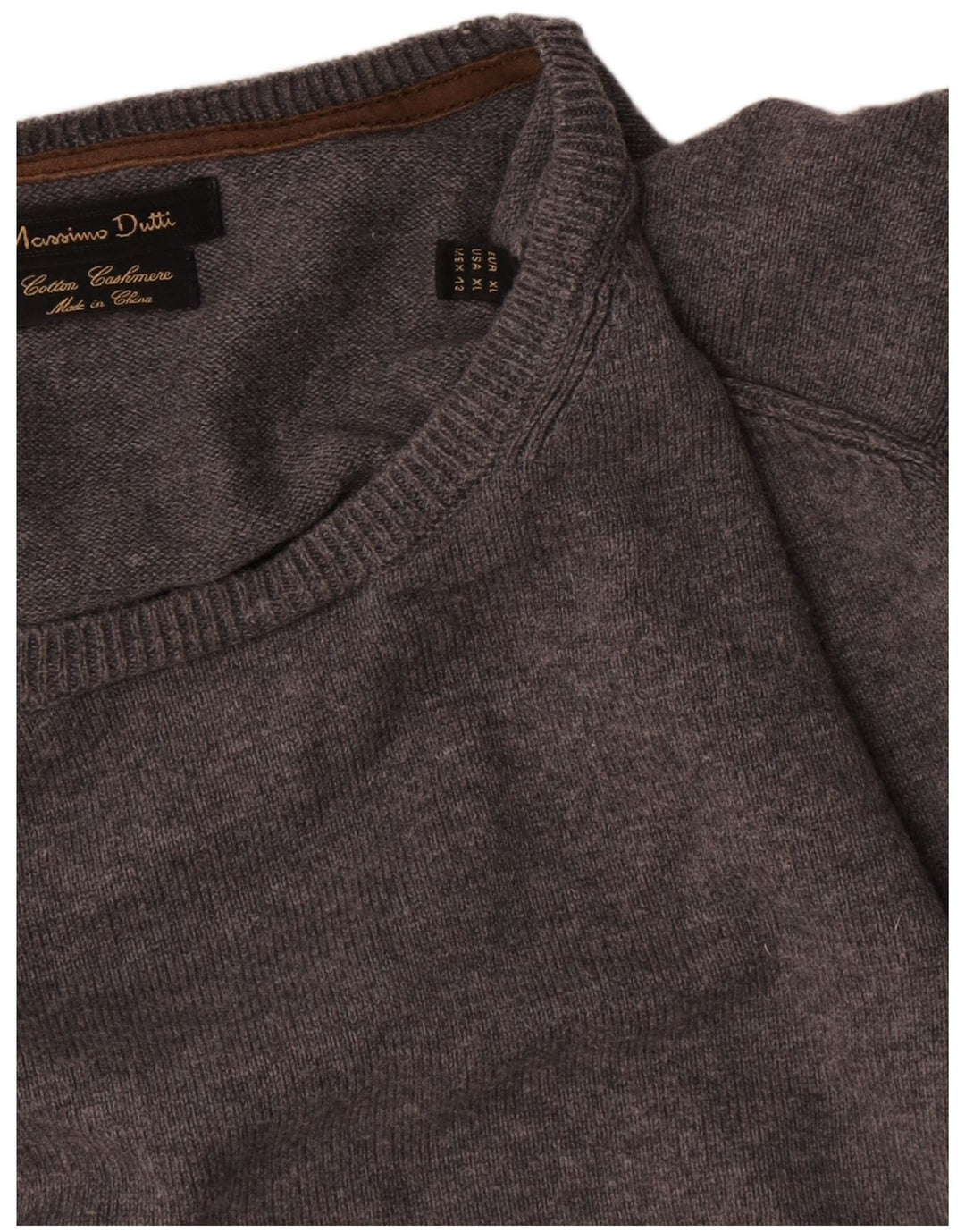 Massimo Dutti Jersey Cuello Redondo Hombre XL Gris Algodón
