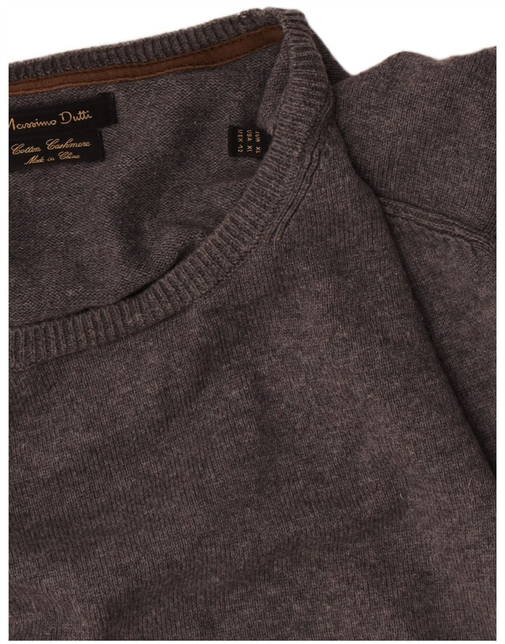 Massimo Dutti Jersey Cuello Redondo Hombre XL Gris Algodón