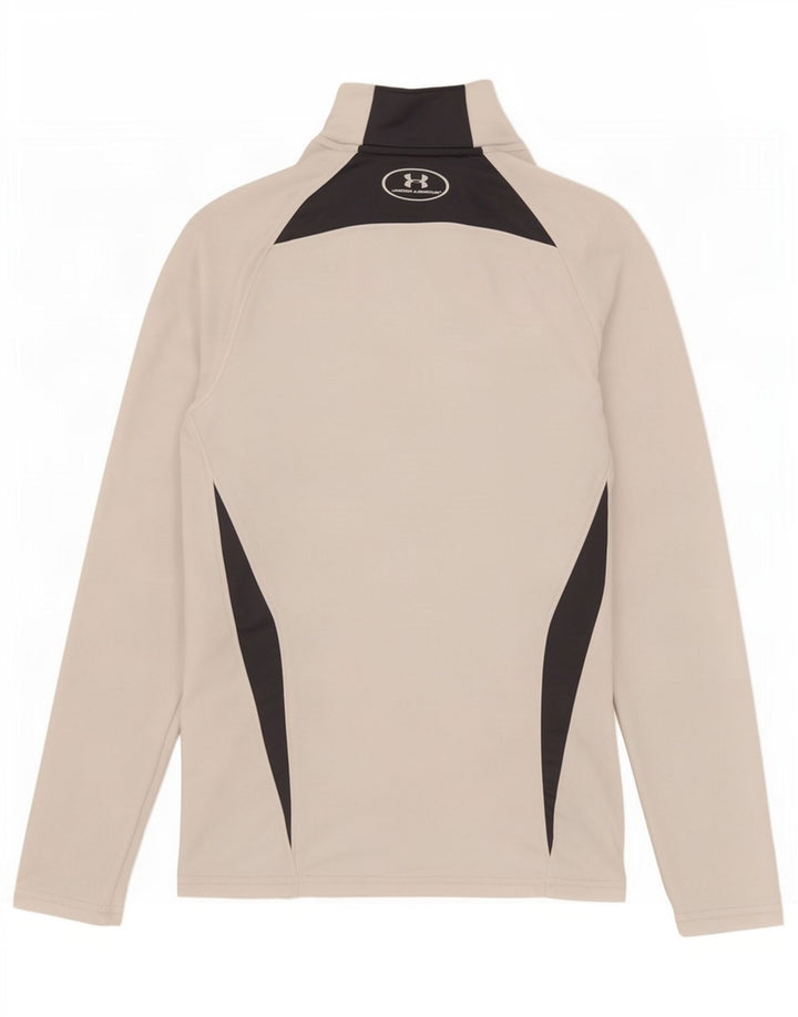 Under Armour Cold Gear Top de manga larga para hombre, color blanco pequeño, color block