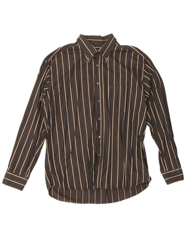 Camisa Roccobarocco Hombre Talla 43 17 XL Marrón Rayas