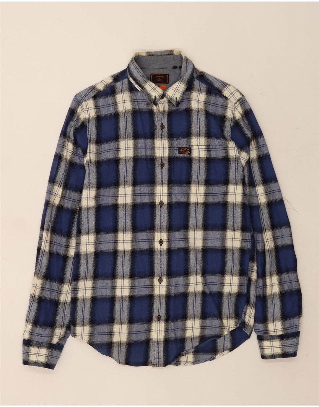 Superdry Camisa De Franela De Algodón A Cuadros Azul Marino Pequeña