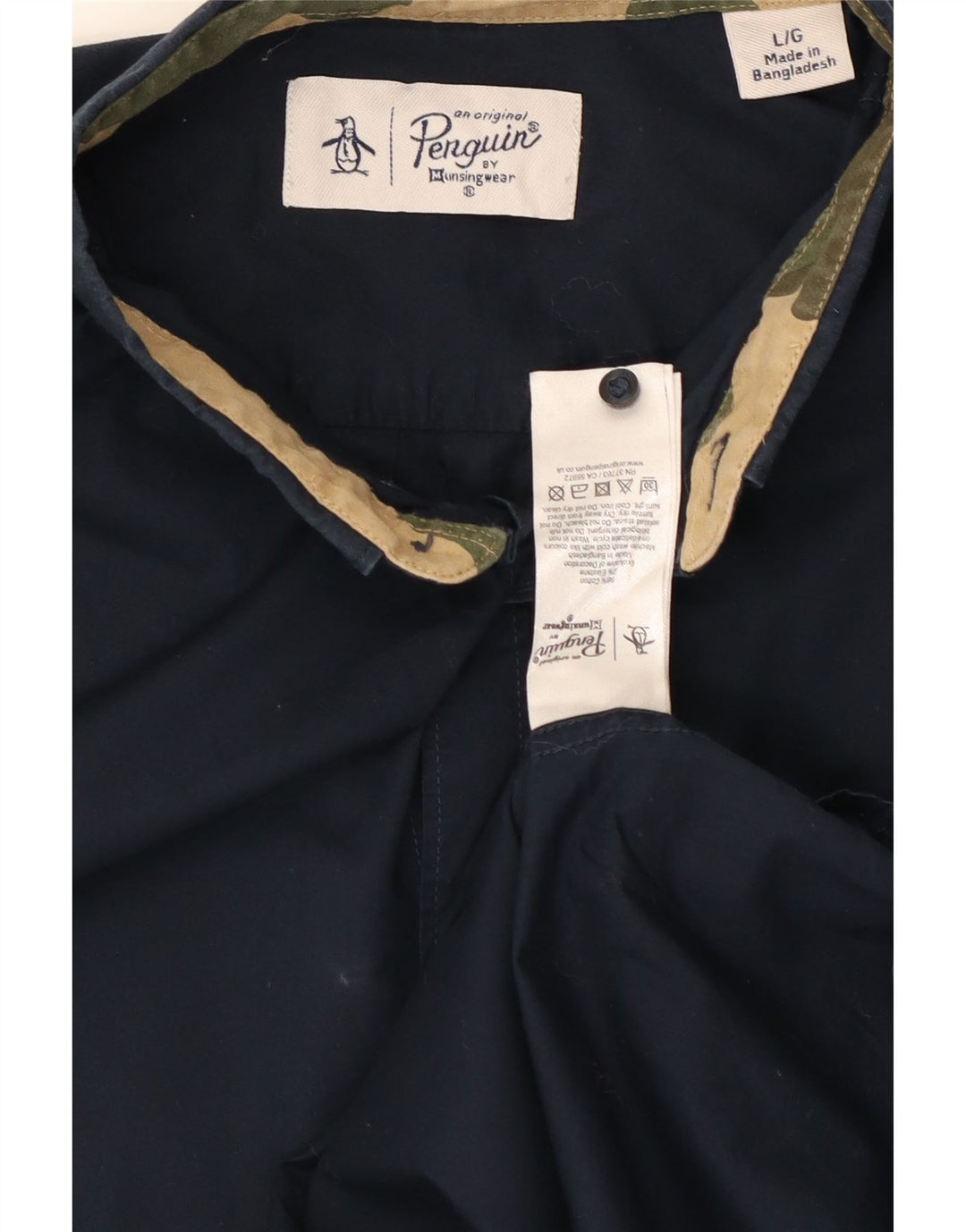 Camisa Penguin Hombre Grande Azul Marino Algodón