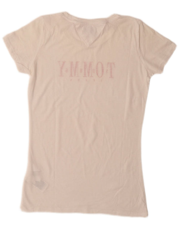 Tommy Hilfiger Camiseta gráfica para mujer Top UK 12 Medium White Cotton