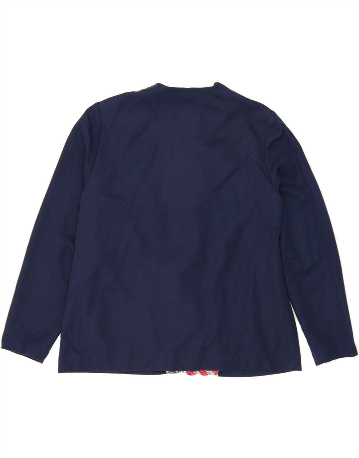 NORMAN LINTON Womens Blazer Jacket UK 20 2XL Navy Blue Colourblock Vintage Norman Linton and Second-Hand Norman Linton from Messina Hembry 