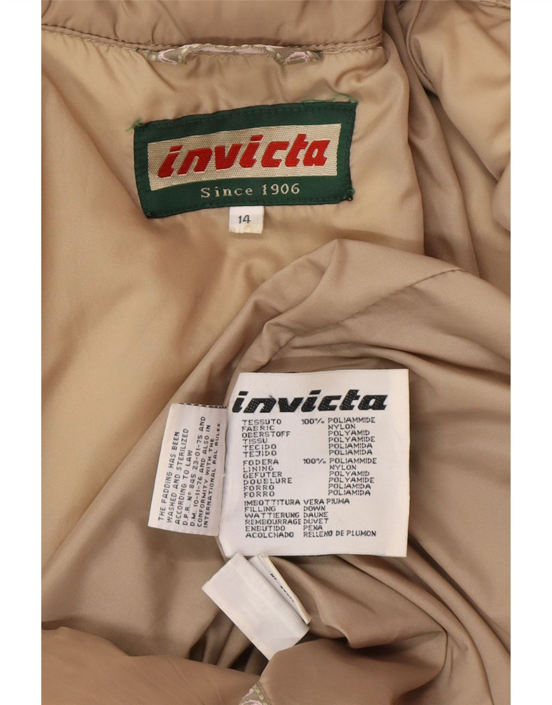 Abrigo acolchado para mujer Invicta UK 44 Poliamida beige medio