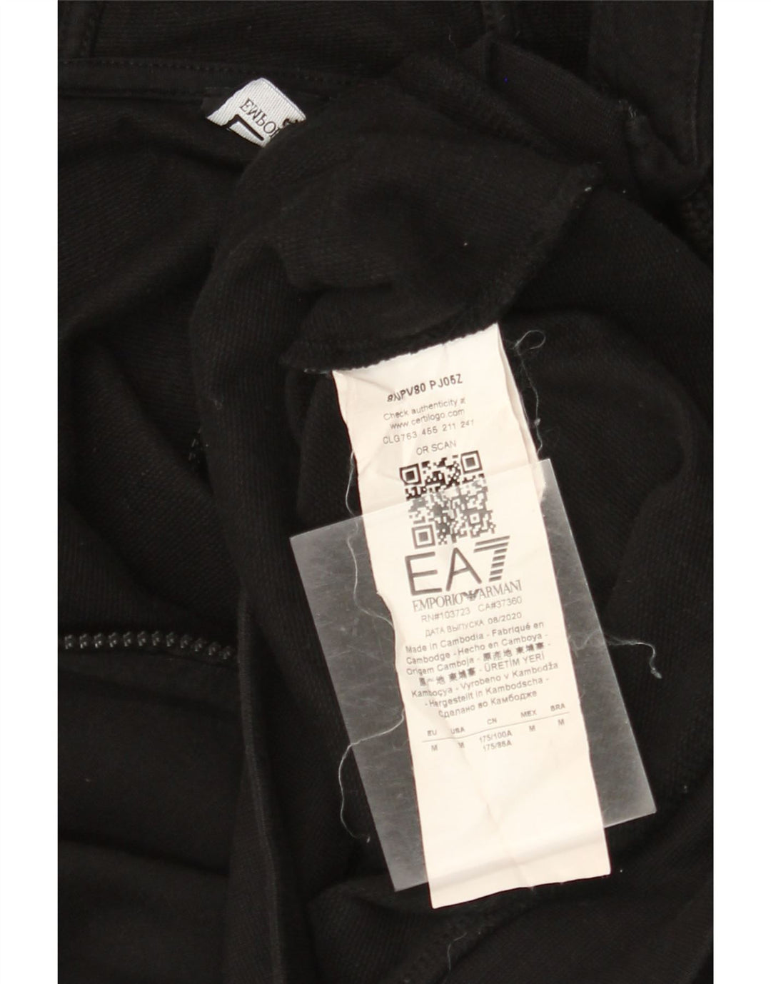 EMPORIO ARMANI Suéter con capucha y cremallera para mujer Reino Unido 14 Algodón negro mediano
