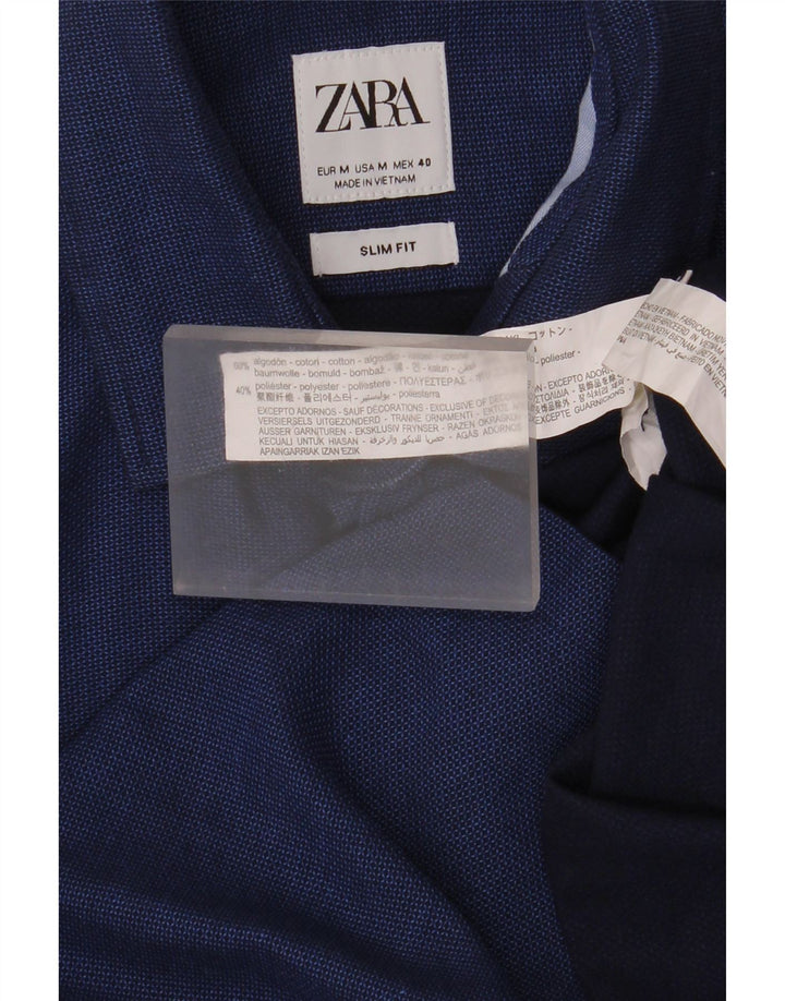 Zara Hombre Camisa Slim Fit Algodón Azul Marino Medio