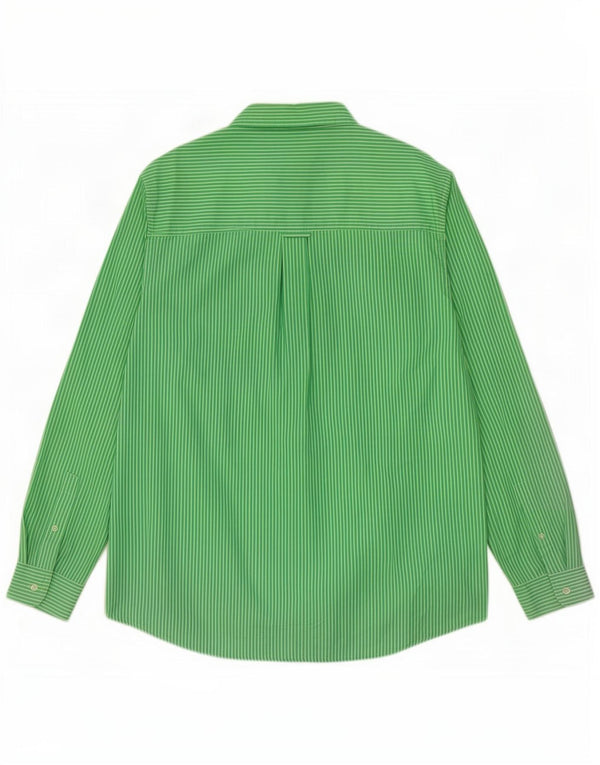 Chaps Mens Easy Care Shirt Large Green Pinstripe Cotton
