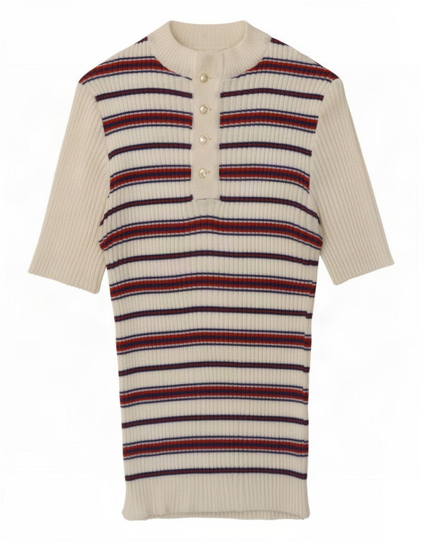 Vintage camiseta de mujer Top Reino Unido 12 rayas blancas medianas