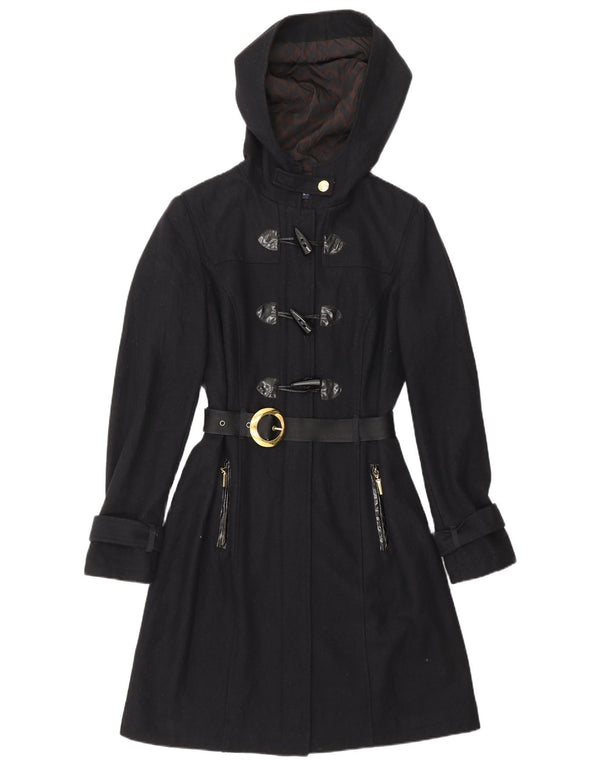 CARACTERE Trenca con capucha para mujer UK 10 Small Lana azul marino