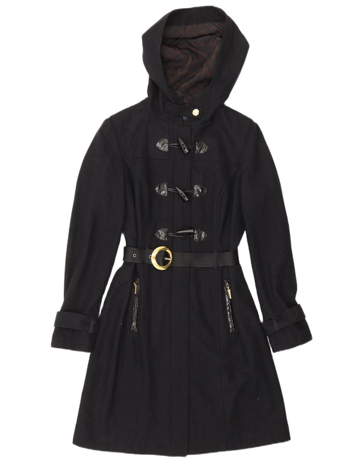 CARACTERE Trenca con capucha para mujer UK 10 Small Lana azul marino