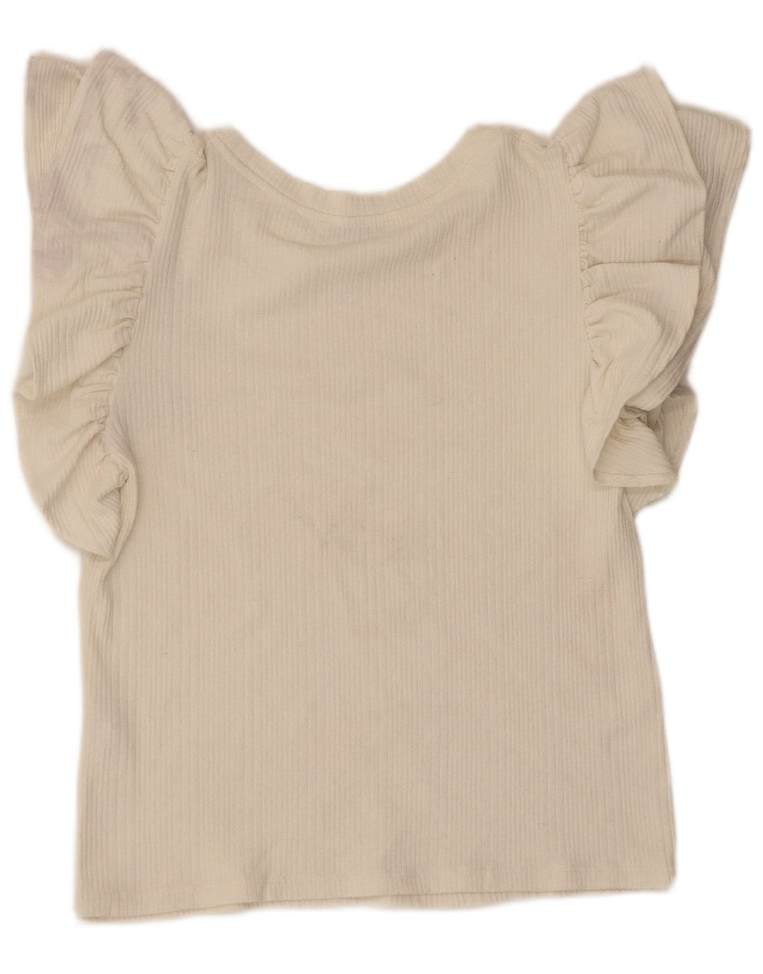 Zara Mujer Blusa Corta Top UK 44 Grande Poliéster Blanco Roto