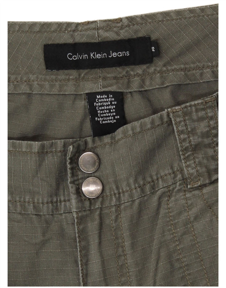 Calvin Klein Pantalones Capri Rectos para Mujer US 12 Grande W34 L23 Caqui