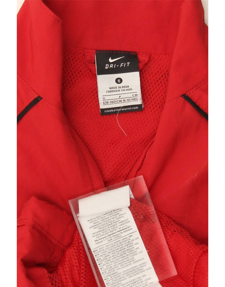 NIKE Boys Dri Fit Chándal Top Chaqueta 8-9 años Pequeño Rojo Poliéster