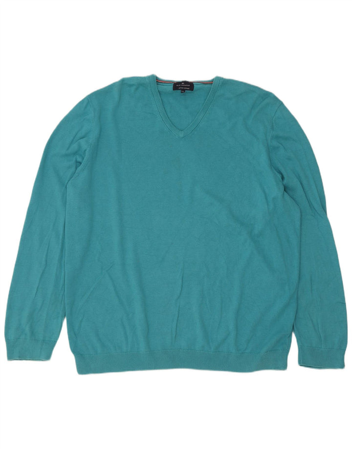 Marks & Spencer - Jersey con cuello en V para hombre, talla 2XL, algodón turquesa