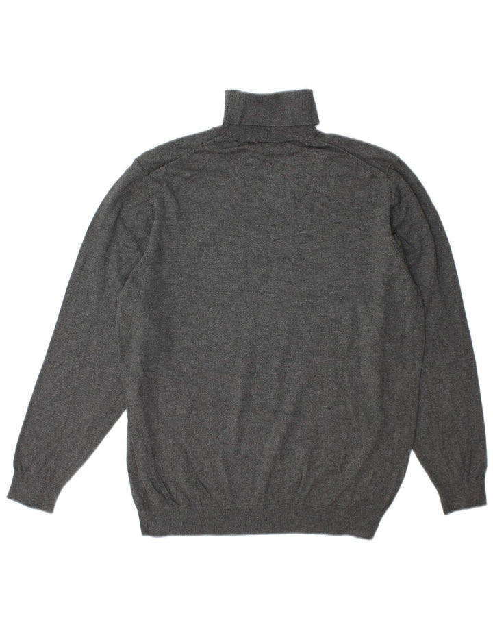 Zara Jersey con cuello vuelto para mujer, talla 46, viscosa gris grande
