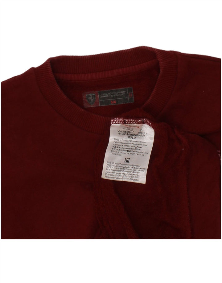 FERRARI Sudadera para niño Jumper 5-6 años Borgoña Algodón